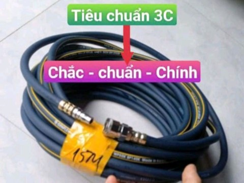 15M Dây Hơi Khí Nén Genflex made in Korea Màu Xanh 2 Sọc Vàng đường kính trong 6,5mm